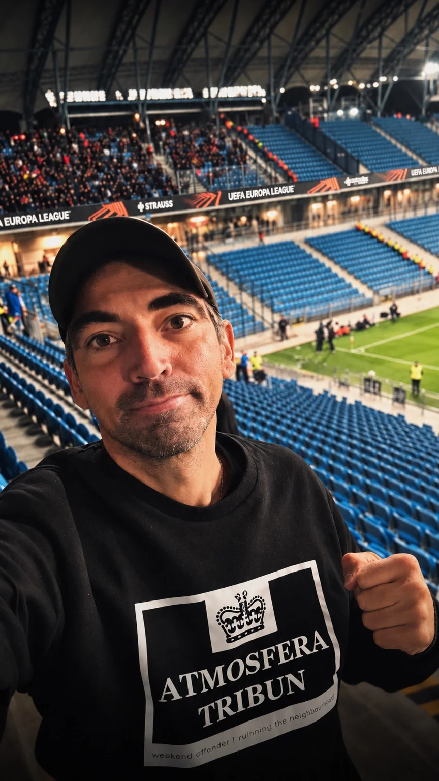 ATMOSFERA TRIBUN na stadionie podczas meczu Ligi Europy